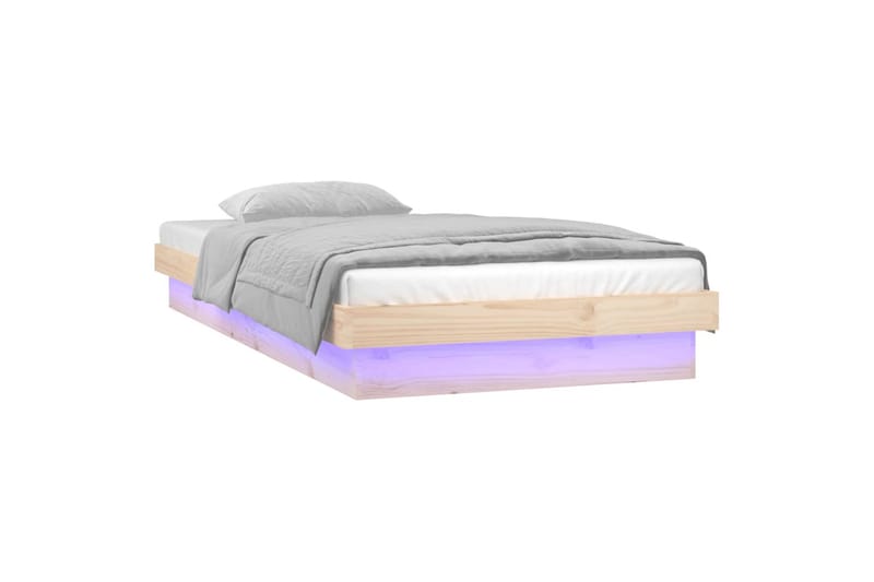 beBasic sengeramme med LED-lys 90x190 cm Single massivt træ - Brun - Sengeramme & sengestel