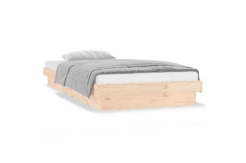 beBasic sengeramme med LED-lys 90x190 cm Single massivt træ - Brun - Møbler - Senge - Sengeramme & sengestel