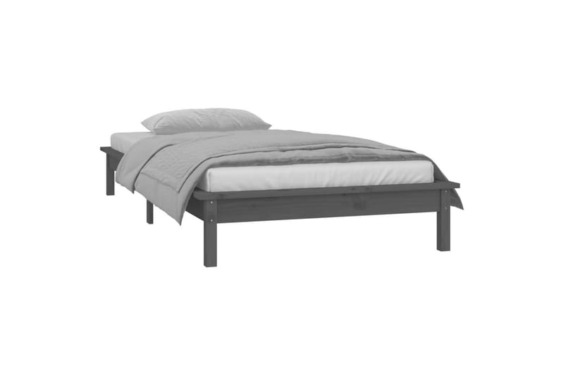 beBasic sengeramme med LED-lys 90x190 cm Single massivt træ grå - GrÃ¥ - Møbler - Senge - Sengeramme & sengestel