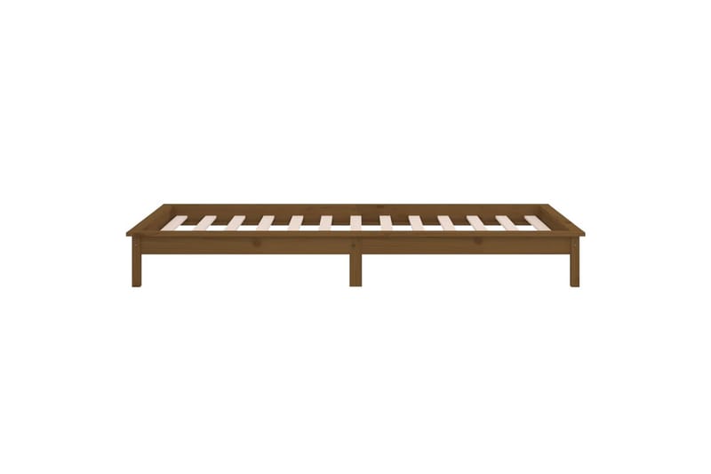 beBasic sengeramme med LED-lys 90x190 cm Single massivt træ gyldenbrun - Brun - Møbler - Senge - Sengeramme & sengestel