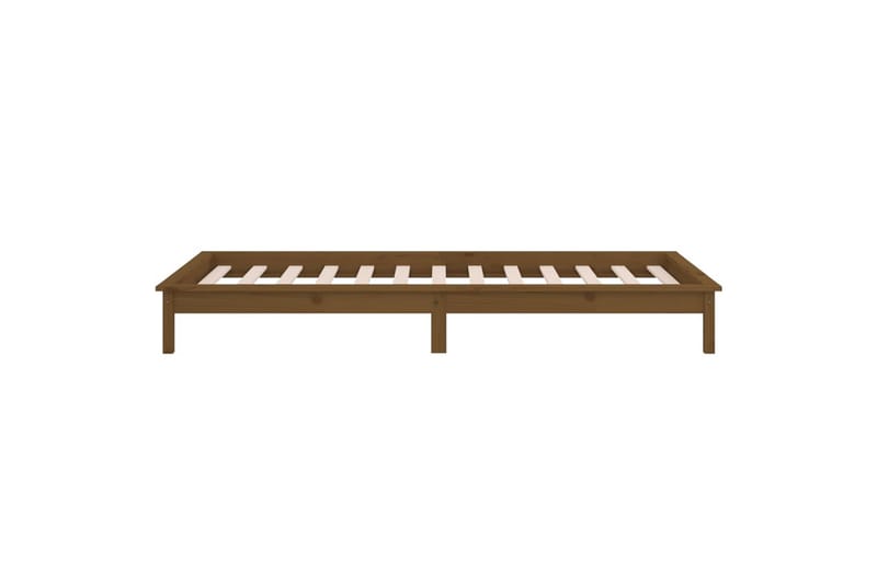 beBasic sengeramme med LED-lys 90x190 cm Single massivt træ gyldenbrun - Brun - Sengeramme & sengestel