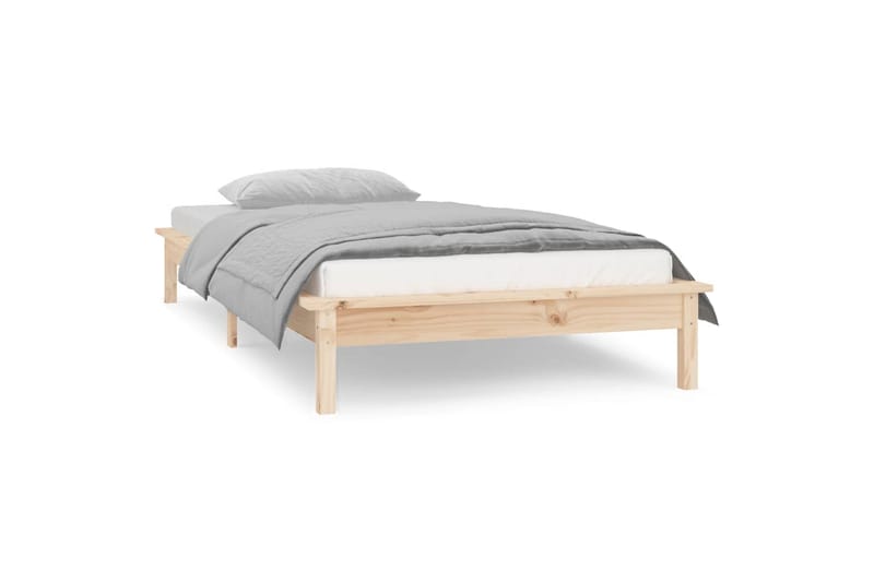 beBasic sengeramme med LED-lys 90x200 cm massivt træ - Brun - Møbler - Senge - Sengeramme & sengestel