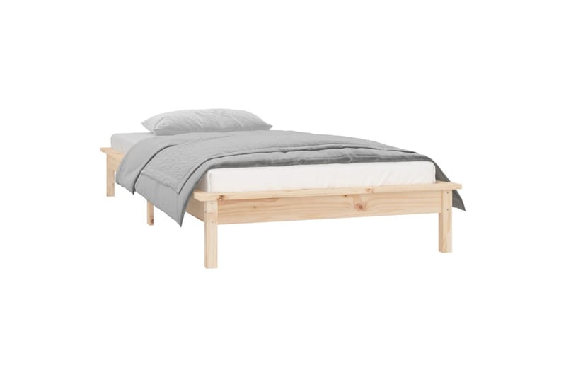 beBasic sengeramme med LED-lys 90x200 cm massivt træ - Brun - Møbler - Senge - Sengeramme & sengestel