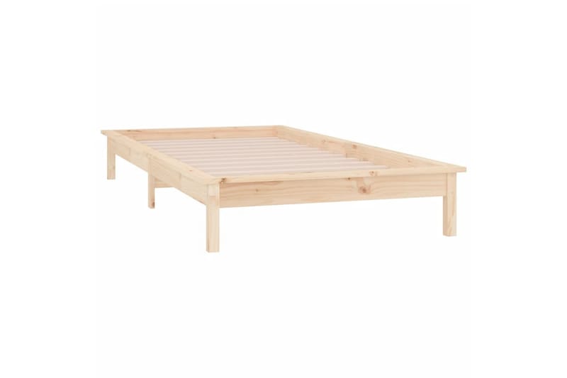 beBasic sengeramme med LED-lys 90x200 cm massivt træ - Brun - Møbler - Senge - Sengeramme & sengestel