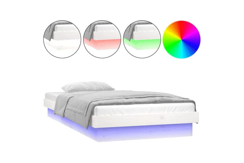 beBasic sengeramme med LED-lys 90x200 cm massivt træ hvid - Hvid - Møbler - Senge - Sengeramme & sengestel