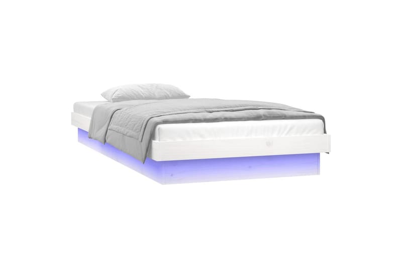 beBasic sengeramme med LED-lys 90x200 cm massivt træ hvid - Hvid - Sengeramme & sengestel