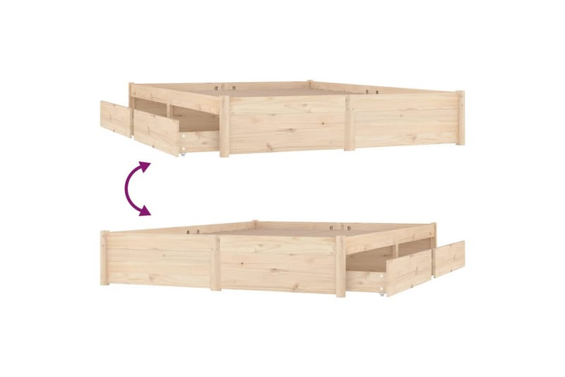 beBasic sengeramme med skuffer 120x190 cm Small Double - Brun - Møbler - Senge - Sengeramme & sengestel