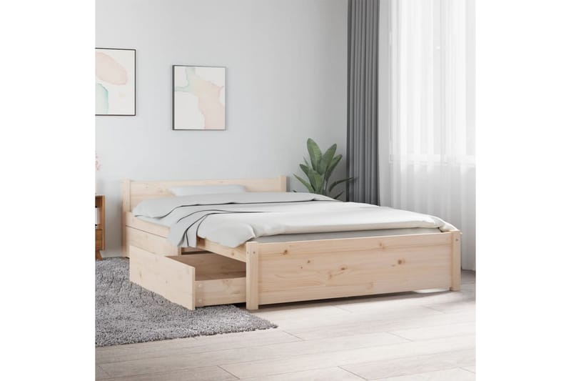 beBasic sengeramme med skuffer 120x190 cm Small Double - Brun - Sengeramme & sengestel