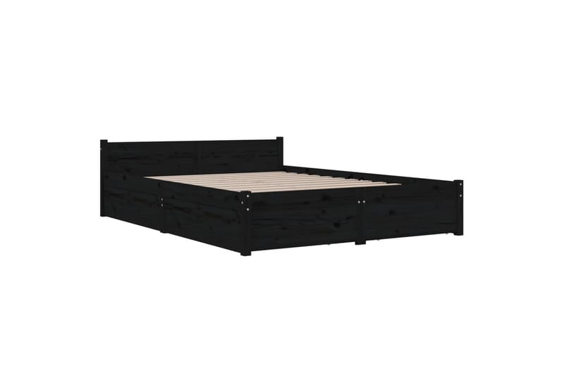 beBasic sengeramme med skuffer 135x190 cm dobbelt sort - Sort - Møbler - Senge - Sengeramme & sengestel