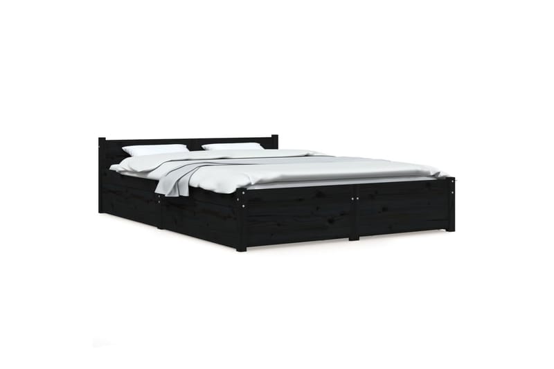 beBasic sengeramme med skuffer 135x190 cm dobbelt sort - Sort - Møbler - Senge - Sengeramme & sengestel