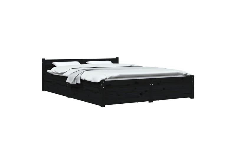 beBasic sengeramme med skuffer 135x190 cm dobbelt sort - Sort - Møbler - Senge - Sengeramme & sengestel