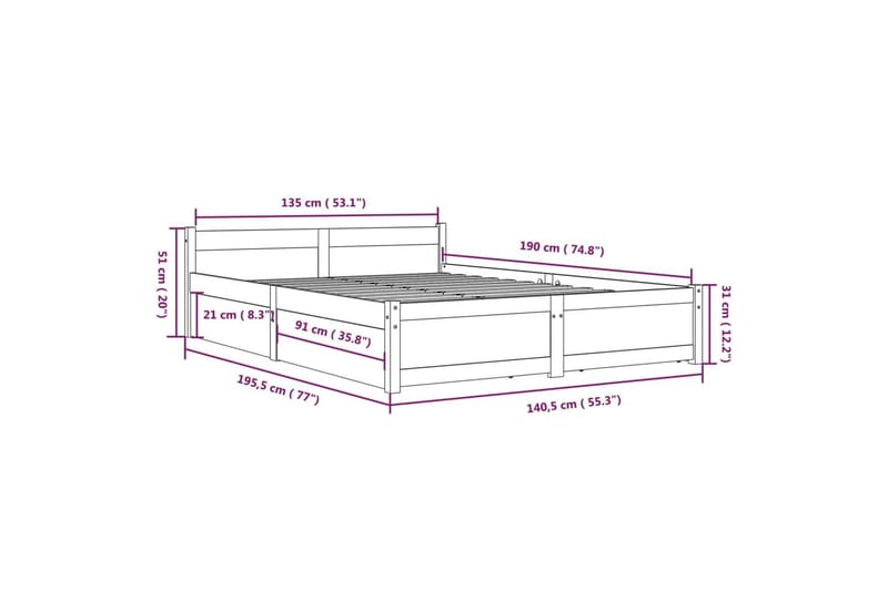 beBasic sengeramme med skuffer 135x190 cm dobbelt sort - Sort - Sengeramme & sengestel