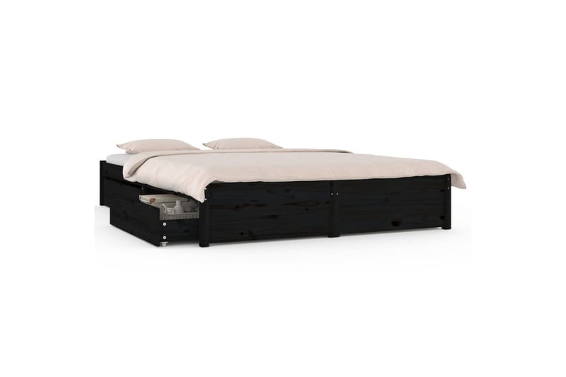 beBasic sengeramme med skuffer 140x190 cm dobbelt sort - Sort - Møbler - Senge - Sengeramme & sengestel