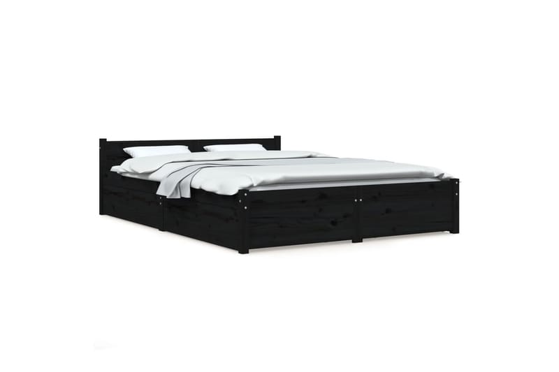 beBasic sengeramme med skuffer 140x190 cm sort - Sort - Møbler - Senge - Sengeramme & sengestel