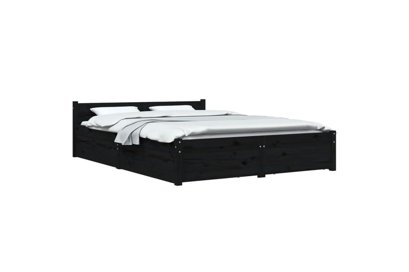beBasic sengeramme med skuffer 140x190 cm sort - Sort - Møbler - Senge - Sengeramme & sengestel