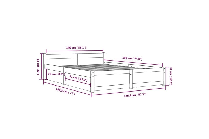 beBasic sengeramme med skuffer 140x190 cm sort - Sort - Møbler - Senge - Sengeramme & sengestel
