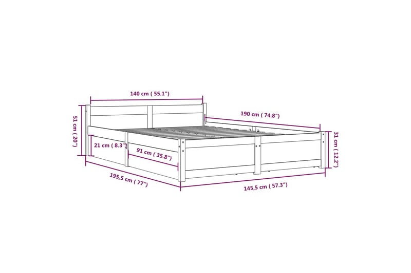 beBasic sengeramme med skuffer 140x190 cm sort - Sort - Sengeramme & sengestel