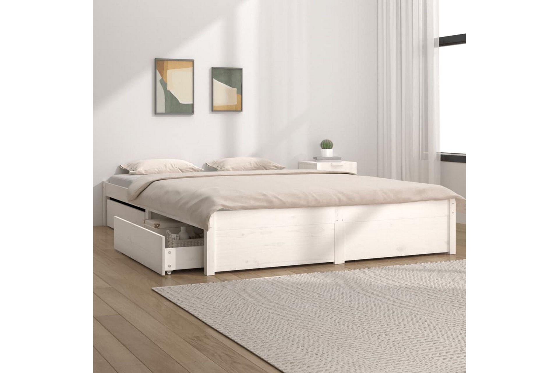 beBasic sengeramme med skuffer 140x200 cm hvid - Hvid - Møbler - Senge - Sengeramme & sengestel
