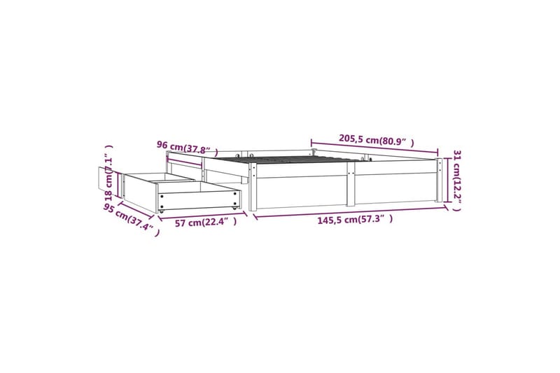 beBasic sengeramme med skuffer 140x200 cm sort - Sort - Sengeramme & sengestel