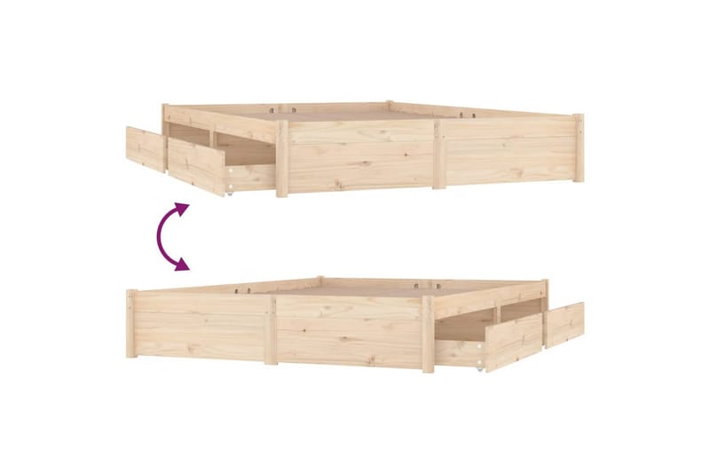 beBasic sengeramme med skuffer 150x200 cm King Size - Brun - Møbler - Senge - Sengeramme & sengestel