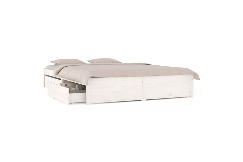 beBasic sengeramme med skuffer 150x200 cm King Size hvid - Hvid - Møbler - Senge - Sengeramme & sengestel