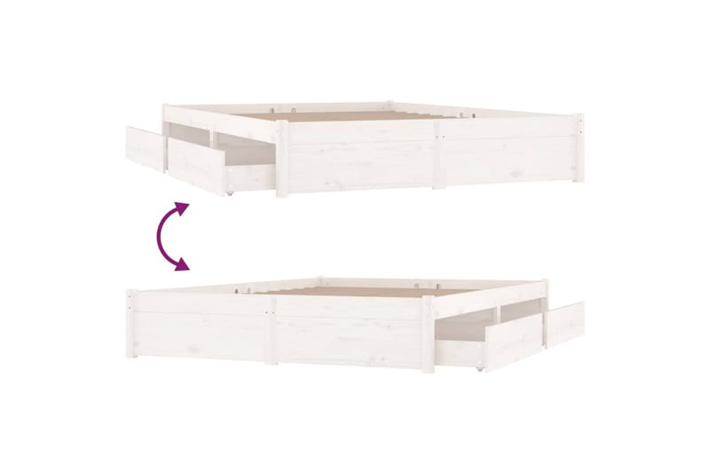beBasic sengeramme med skuffer 150x200 cm King Size hvid - Hvid - Møbler - Senge - Sengeramme & sengestel