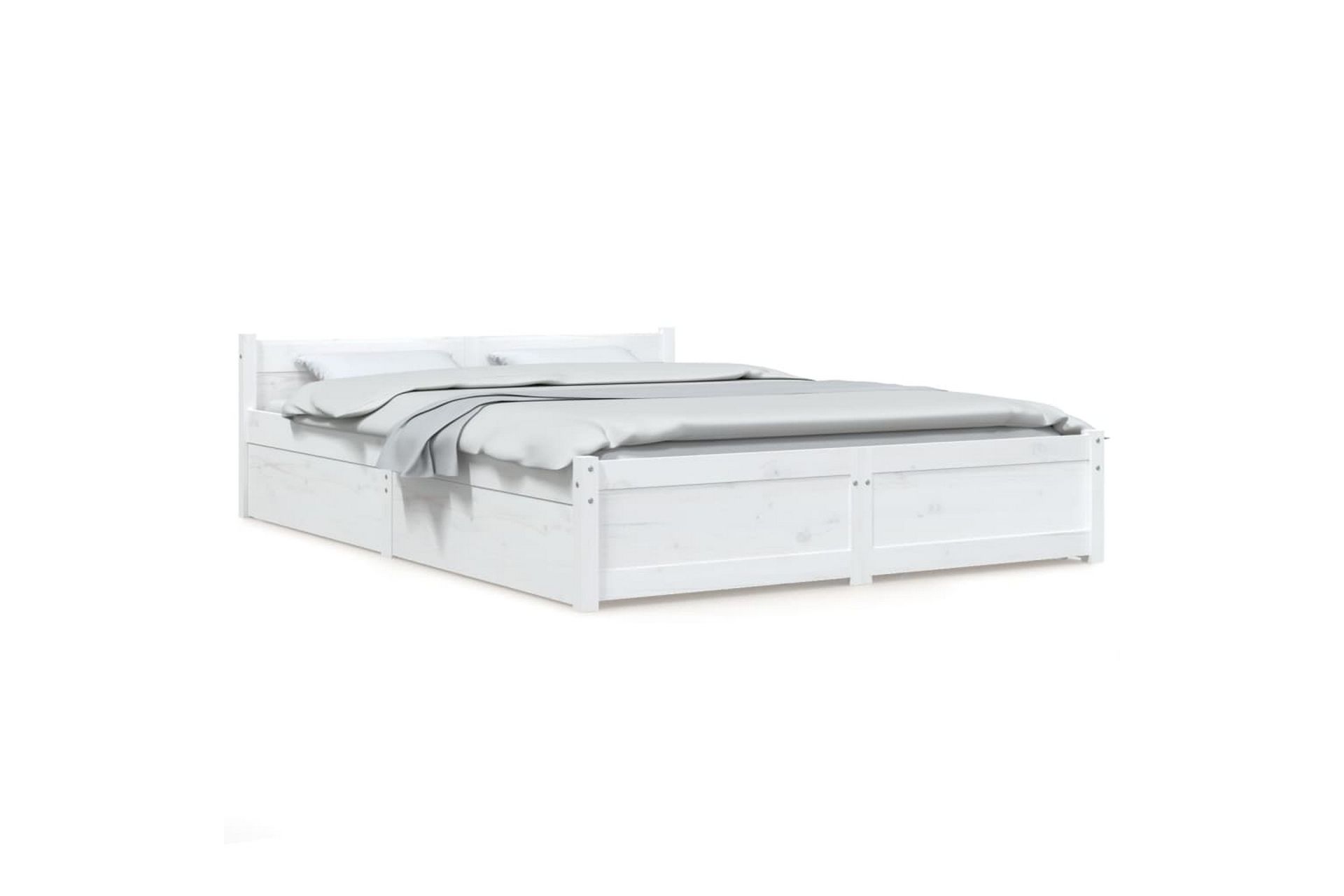 beBasic sengeramme med skuffer 150x200 cm King Size hvid - Hvid - Møbler - Senge - Sengeramme & sengestel