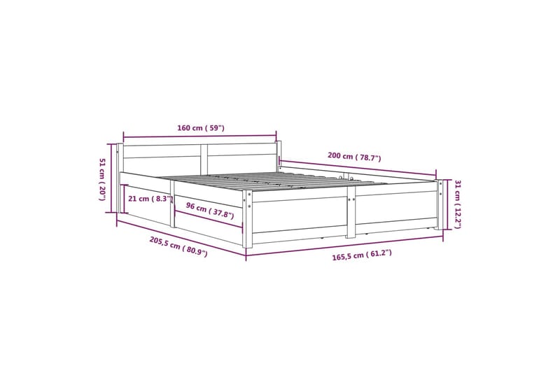 beBasic sengeramme med skuffer 160x200 cm - Brun - Møbler - Senge - Sengeramme & sengestel