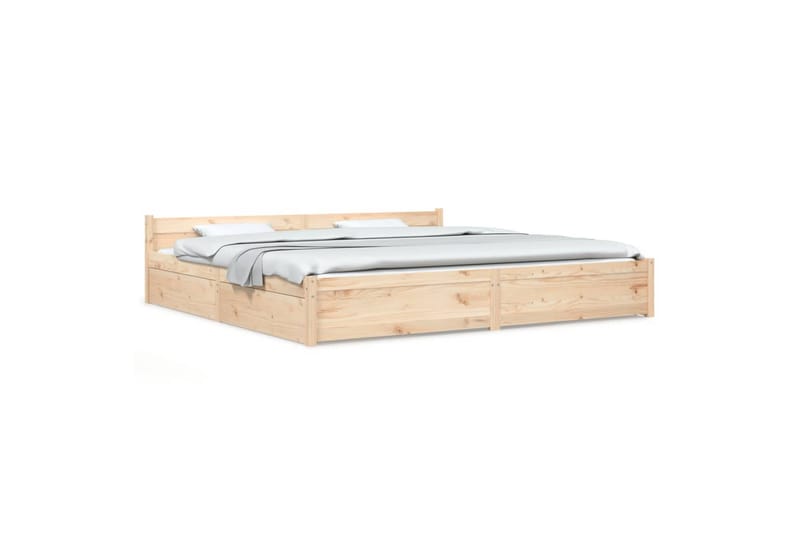 beBasic sengeramme med skuffer 200x200 cm - Brun - Møbler - Senge - Sengeramme & sengestel