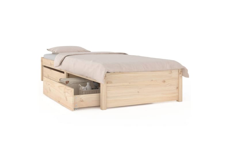 beBasic sengeramme med skuffer 75x190 cm Small Single - Brun - Sengeramme & sengestel