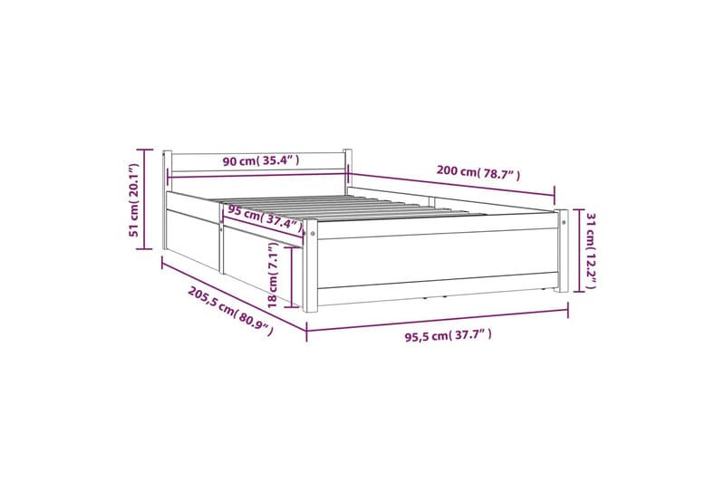 beBasic sengeramme med skuffer 90x200 cm sort - Sort - Sengeramme & sengestel