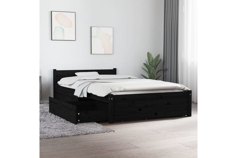 beBasic sengeramme med skuffer 90x200 cm sort - Sort - Møbler - Senge - Sengeramme & sengestel