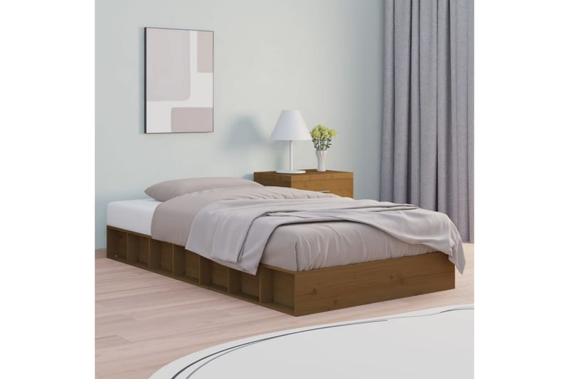 beBasic sengestel 75x190 cm Small Single massivt træ gyldenbrun - Brun - Møbler - Senge - Sengeramme & sengestel