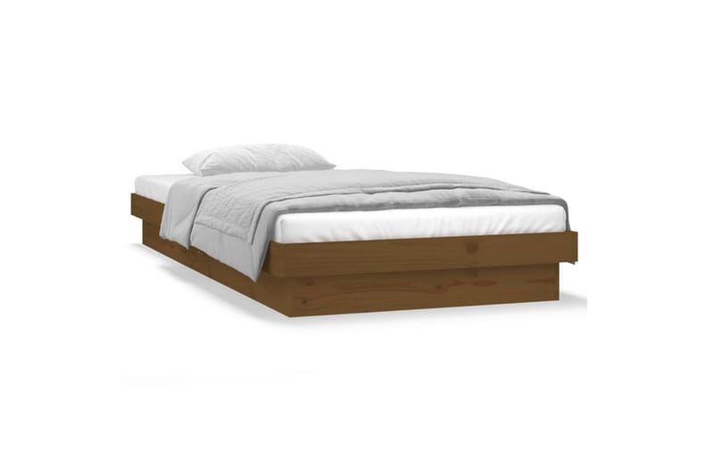 beBasic sengestel m. LED-lys 75x190 cm Single massivt træ gyldenbrun - Brun - Sengeramme & sengestel