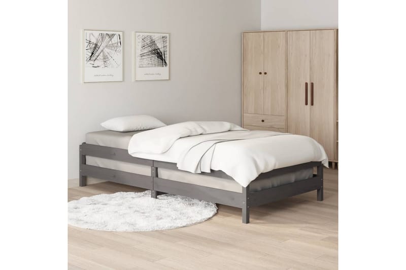 beBasic stabelbar seng 75x190 cm massivt fyrretræ grå - GrÃ¥ - Sengeramme & sengestel