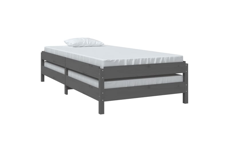 beBasic stabelbar seng 75x190 cm massivt fyrretræ grå - GrÃ¥ - Møbler - Senge - Sengeramme & sengestel