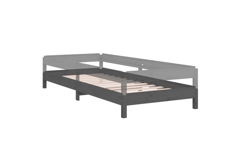 beBasic stabelbar seng 75x190 cm massivt fyrretræ grå - GrÃ¥ - Møbler - Senge - Sengeramme & sengestel