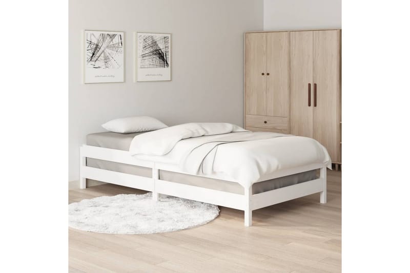 beBasic stabelbar seng 80x200 cm massivt fyrretræ hvid - Hvid - Sengeramme & sengestel