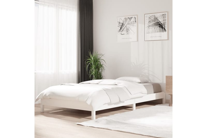 beBasic stabelbar seng 90x190 cm massivt fyrretræ hvid - Hvid - Sengeramme & sengestel