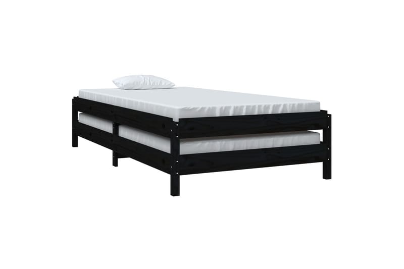 beBasic stabelbar seng 90x200 cm massivt fyrretræ sort - Sort - Møbler - Senge - Sengeramme & sengestel