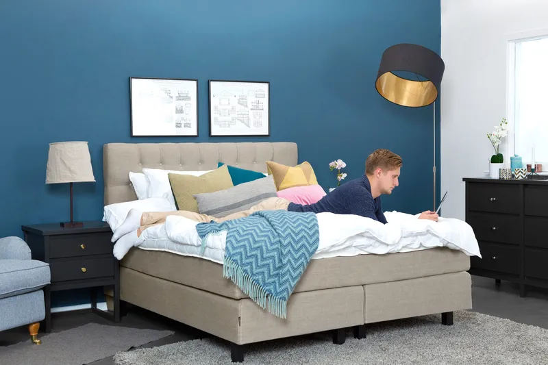 Bed Deluxe Komplet Sengepakke 180x200 cm - Beige - Møbler - Senge - Komplet sengepakke
