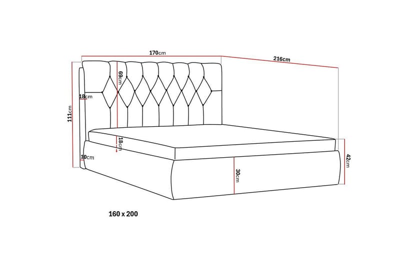 Bedford Sengpakke med Opbevaring 160x200 cm - Beige - Møbler - Senge - Komplet sengepakke