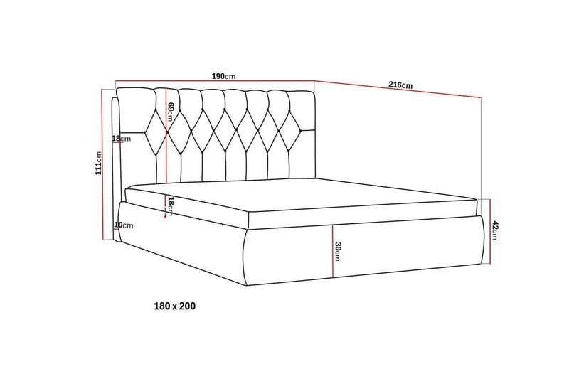 Bedford Sengpakke med Opbevaring 180x200 cm - Grå - Møbler - Senge - Komplet sengepakke