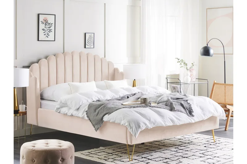 Benicio Sengeramme 160x200 cm - Beige/Guld - Møbler - Senge - Sengeramme & sengestel