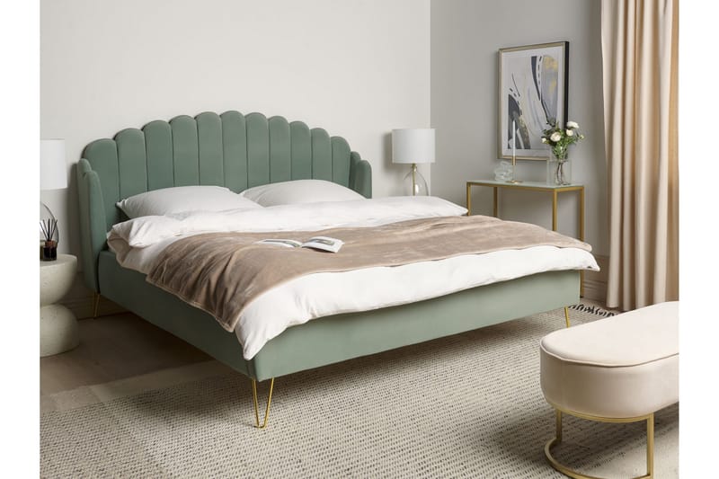 Benicio Sengeramme 180x200 cm - Grøn/Guld - Møbler - Senge - Sengeramme & sengestel