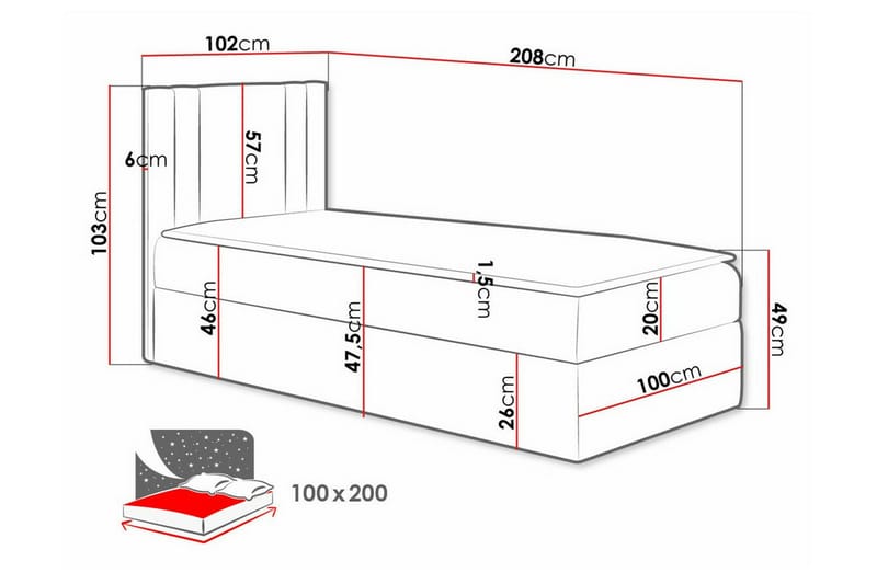 Betvallen Sengeramme 100x200 cm - Lyserødt - Sengeramme & sengestel