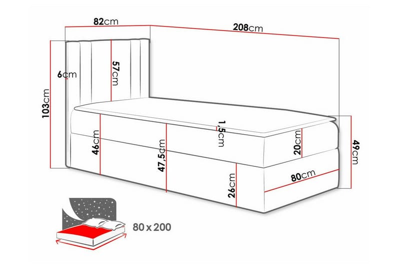 Betvallen Sengeramme 80x200 cm - Mørkegrå - Sengeramme & sengestel