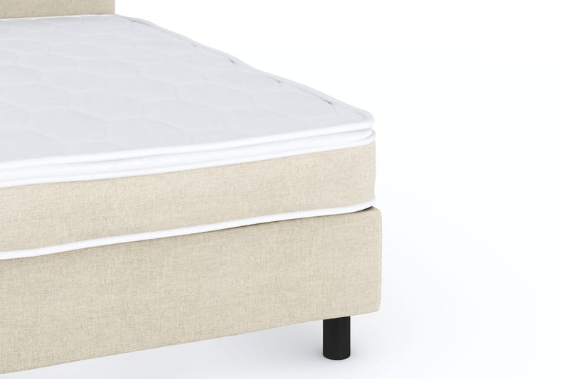 Billingen Komplet Sengepakke – Kontinentalseng 140x200 cm i Stof med Sengegavl + Overmadras med Fasthedsgrad Medium - Beige - Møbler - Senge - Komplet sengepakke