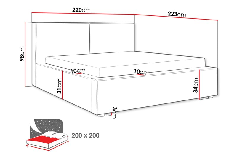 Bizantine Opbevaringsseng 200x200 cm - Beige - Møbler - Senge - Seng med opbevaring