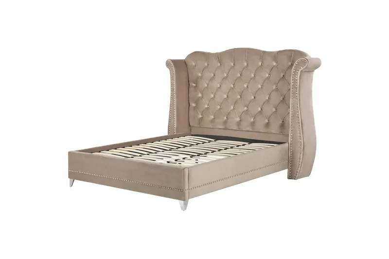 Bode Blød Sengeramme 180x200 cm i Fløjl med Sengegavl, Taupe